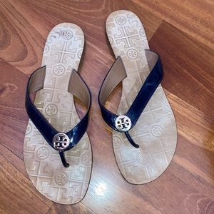 Size 10 blue patent leather Tory Burch